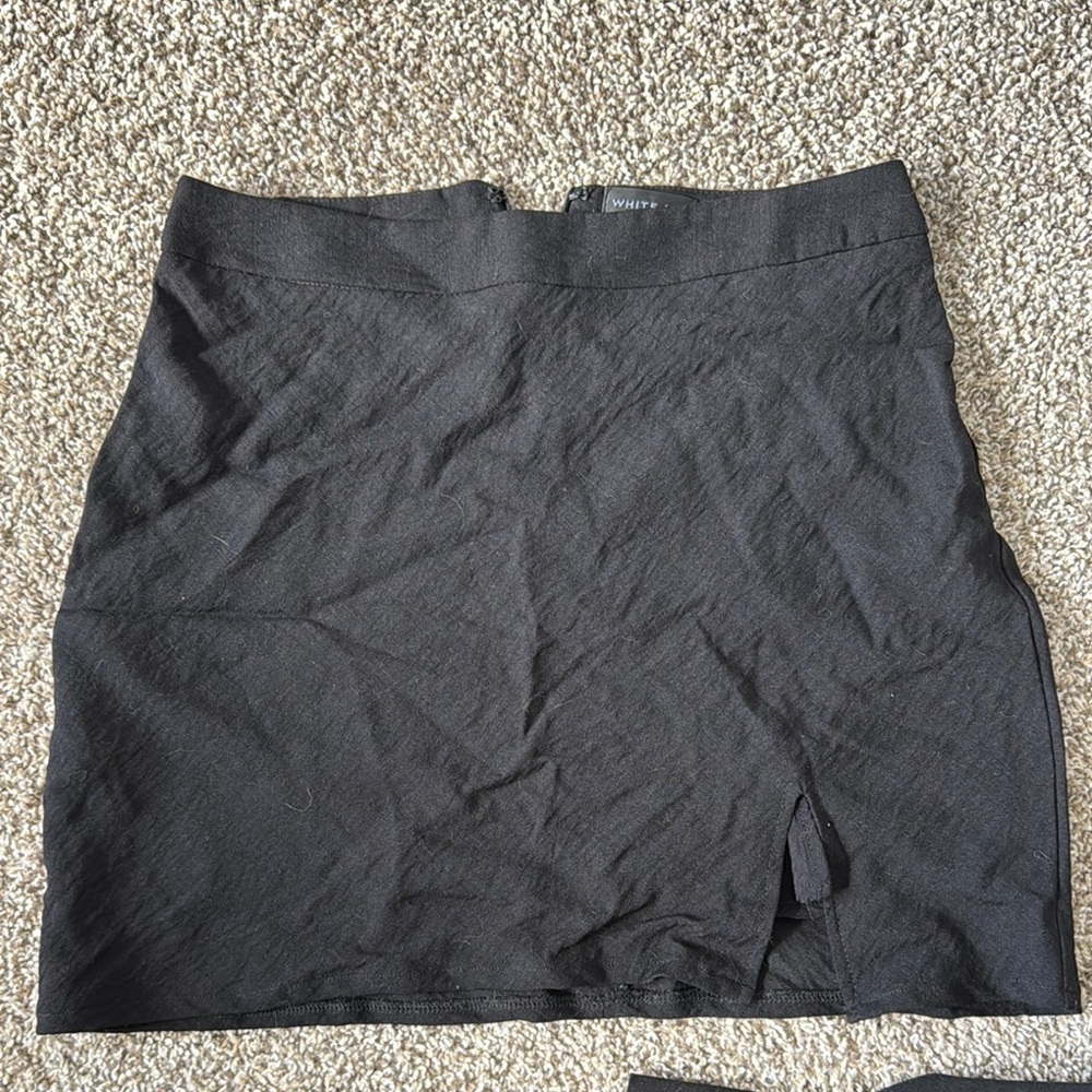 White Fox Boutique Black Asymmetrical Pencil Mini Skirt